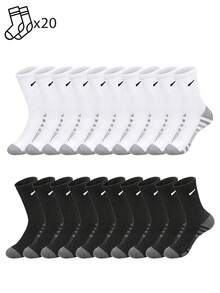 1/5/10/20 pares de calcetines de hombre a rayas grises, deportivos cómodos y suaves, antideslizantes y con absorción de impactos hasta media pantorrilla - Multicolor - Ver 15