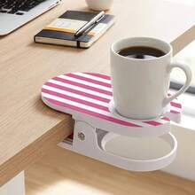 Clip On Cup Holder, Portable Desk Side Drink Holder Anti-Spill Table Edge Water Cup Clip Mount For Sofa Armrest, Desk, Bedside, Fits Mugs, Coffee Cups, Beverage Bottles - Multicolor - View 2