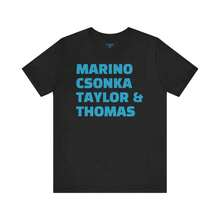 Camiseta Conmemorativa de los Miami Dolphins, Camiseta Vintage de la , Dan Marino, Bob Griese, Larry Csonka, Camiseta Unisex, Regalo para Fanáticos de los Deportes - Negro - Ver 1