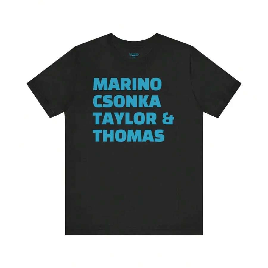Camiseta Conmemorativa de los Miami Dolphins, Camiseta Vintage de la , Dan Marino, Bob Griese, Larry Csonka, Camiseta Unisex, Regalo para Fanáticos de los Deportes - Negro - Ver 1