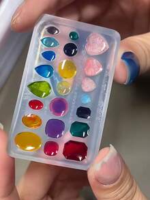 1pc Artistic Nail Art Mold Vintage Baroque Gemstone Pattern DIY Nail Accessories 3D Embossed Silicone Mold Essential Tool For Nail Artists - Clear - View 9