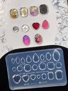 1pc Artistic Nail Art Mold Vintage Baroque Gemstone Pattern DIY Nail Accessories 3D Embossed Silicone Mold Essential Tool For Nail Artists - Clear - View 12