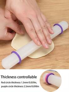 1pc/8pcs/10pcs Plastic Rolling Pin With Guide Ring, Wilton Large Soft Candy Rolling Pin, Non-Stick Dough Roller For Home Use, Ideal Soft Candy Roller, Flour Stick, Bread And Dough Kneading Kitchen Tool, Marshmallow Cake Decoration Manual Tool, Sugar Craft Soft Candy Frosting Smoothing Rolling Pin Trimmer Embossing Flower Scissors Shaping Accessory Set, Multi-Functional, Perfect For DIY, Perfect For Cookie Dough, Pie Crust, Sugar Craft, Soft Candy, Marzipan, Cupcakes And Even Craft Clay, Easy For Professionals And Beginners To Use - Multicolor - View 2