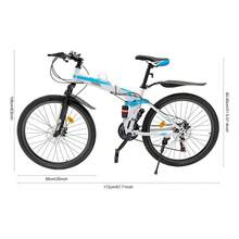 Foldable Mountain Bike, 21 Speed Mountain Bike, Mountain Bike For Youth Adult - Blue & White - View 2