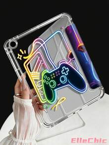 彩色遊戲控制器圖案保護殼，相容 iPad Air 8(M4)2026(11吋)、Air 4/5 10.9吋、7/8/9代 10.2吋，內建筆槽，相容 Tab S6 10.4吋、Kindle 11代(2022/2024)、Kindle Clara 2E、Clara Colour、Clara BW(6吋)與 Libra Colour(7吋)，可愛女孩風時尚設計，生日節日禮物 - 彩色 - 查看 4