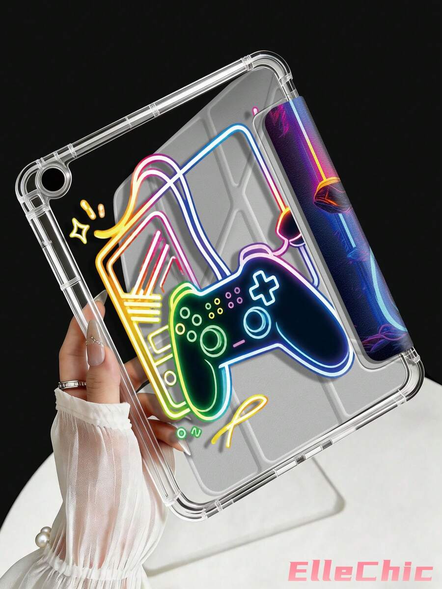 Colorful Game Controller Pattern Protective Case, Compatible With IPad Air 8(M4)2026(11 Inch), Air 4/5 10.9 Inch, 7/8/9 Gen 10.2 Inch, Built-In Pencil Slot, Compatible With Samsung Tab S6 10.4 Inch, Kindle 11th Gen(2022/2024), Kindle Clara 2E, Clara Colour, Clara BW(6 Inch) And Libra Colour(7 Inch), Cute Girl Style Fashion Design, Birthday Holiday Gift