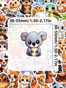 50Pcs Aesthetic Cute Big-Eye Forest Animal Vinyl Stickers For Kids, Mixed Species Woodland Pet Decals Perfect For For Diary Decoration, Album Collage & Handmade Kids Card Making - Multicolor - View 5