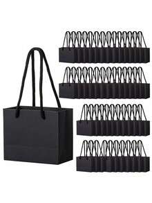 1/5/10/20pcs Black Gift Bags, Men's Shopping Bags, Wedding Handbags, Small Gift Delivery Birthday Party Paper Packaging Bags, Fashionable And Practical - Multicolor - View 2