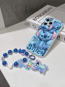 Disney Has Authorized, Phone Case - Chain Set, The Stitch Lilo & Stitch 3D Phone Case Plus A Silicone 3D Stitch Bracelet With Metallic Ring Removable Bracelet, Stitch And Angel Pattern, Compatible With Iphone17/16/15/14/13/12/11/XS/XR/X Plus Pro Max, A Stylish Cartoon Phone Case, The Perfect Gift Choice, Phone Protection, Durable Phone Cover, Great Gift For Friends And Family. - 白色 - 查看 7