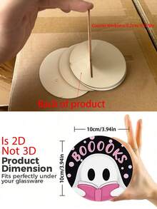 1/6/12 pièces Dessous de verre en bois rose et noir mignon Boo Fantôme, dessous de tasse ronds en bois à imprimé à carreaux de fantôme de dessin animé pastel pour Halloween, dessous de verre antidérapants pour décoration de fête d'Halloween, maison, cuisine, bar, table basse, décoration de table de dîner d'Halloween, cadeaux d'Halloween - Multicolore - Voir 4