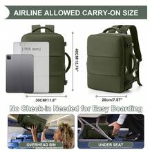 航空合規 40*30*20cm 短途旅行背包,大容量全開式儲物隔層,多層分區儲物可放個人物品,側面彈性水壺袋,背面行李箱掛帶設計,布料商務通勤旅行多功能登機背包 - 彩色 - 查看 10
