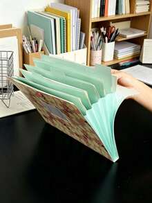 5/1pc Minimalist Floral Expanding File Folder Portable Folder Bag Document Organizer For College Students Workers, Durable Multi-Pocket A4 Paper Holder To Keep Worksheets Receipt Daily Office Supplies For Back To School Study School Supplies - Multiple Styles - View 12