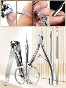 Bello Paratu 5pcs Nail Clipper Nail Nipper Nail Pusher Nail File Ultra-Fine Curved Blade Diamond Cuticle Remover Professional Manicure Tool Set Nail Trimming Set Nail Care Tool Set - Multicolor - View 1