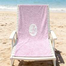 Toalla de playa con estampado completo de dibujo de línea de Miffy sobre fondo rosa claro, toalla de ducha suave y ligera para viajes & baño del hogar - A - Ver 2