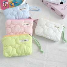 1 pieza Monedero acolchado con rayas de nube, bolsa de almacenamiento portátil mini, puede almacenar caramelos, aperitivos, lápiz labial, auriculares, bolsa pequeña, bolsa con forro interior de cremallera de color caramelo, bolsa para lápiz labial, monedero, tarjetero, bolsa de almacenamiento de auriculares, puede contener tarjetas bancarias, tarjetas de crédito, monedas, capacidad suficiente, tela suave y cómoda, monedero de tarjeta de moda, adecuado para estudiantes y trabajadores de oficina en sus desplazamientos diarios y compras. - Multicolor - Ver 3