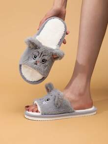 Women's Elegant Fairy Fabric Cartoon Fashion Slippers, Home All-Season Autumn/Winter Slippers - Grey - View 5