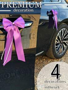 4pcs Wedding Car Decoration Bows, Rhinestone Satin Bows, Wedding Car Decoration Set - View 11