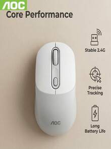 AOC MS300 2.4G Wireless Mouse, Ergonomic Optical Mouse With USB Receiver, Portable Mouse For Laptop, PC, Office, Home, School - View 3