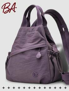 Anti-Theft Casual Multi-Compartment Nylon Backpack For Women; Multi-Functional Commuter Day Bag; - Multicolor - View 17