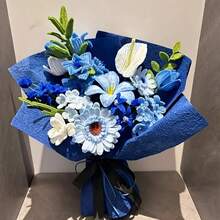 250/500 Peças Hastes de Chenille para Buquê DIY, Hastes de Flor de Chenille para Buquê de Formatura Feito à Mão, Varas de Pelúcia de Flor Feitas à Mão, Projeto de Arte de Presente DIY (Cor Azul, 12 Polegadas) - Multicolorido - Visão 11