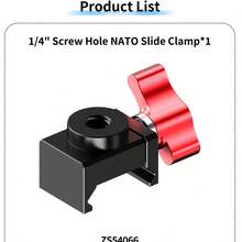 Soporte convertidor de aleación de aluminio, agujero de tornillo de 1/4 de pulgada a abrazadera de riel NATO con hebilla de liberación rápida, accesorio adaptador para jaula de cámara DSLR & sin espejo - Ver 6