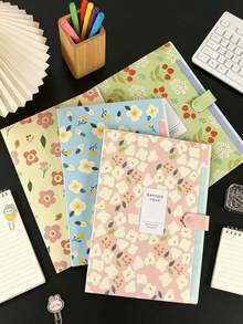 5/1pc Minimalist Floral Expanding File Folder Portable Folder Bag Document Organizer For College Students Workers, Durable Multi-Pocket A4 Paper Holder To Keep Worksheets Receipt Daily Office Supplies For Back To School Study School Supplies - Multiple Styles - View 4
