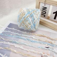1pc 100g Handmade Novelty Fancy Yarn, Blue White Gradient Multicolor Mixed Yarn, Colorful Fluffy Fuzzy Lace Mesh Yarn For Knitting Crochet DIY Bag Hat Hair Tie & Handmade Accessories & Craft Projects - 100g - View 10