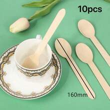 一次性木製餐具組 300/150/100/60件 一次性樺木餐具，16cm - 組內含 100/50/20 把刀、100/50/20 把叉、100/50/20 把匙。此餐具組適用於派對用品、聚會、野餐、節日和婚禮。 - 彩色 - 查看 16