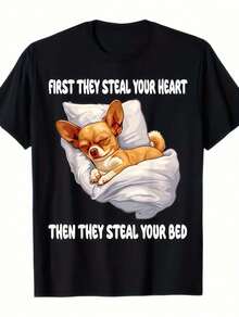 [Camiseta Divertida de Chihuahua] Camiseta Unisex con Gráfico Divertido de Chihuahua |   Camiseta Casual Negra de Manga Corta para Hombres y Mujeres, Comodidad para Todas las Temporadas, Lav - Blanco - Ver 1