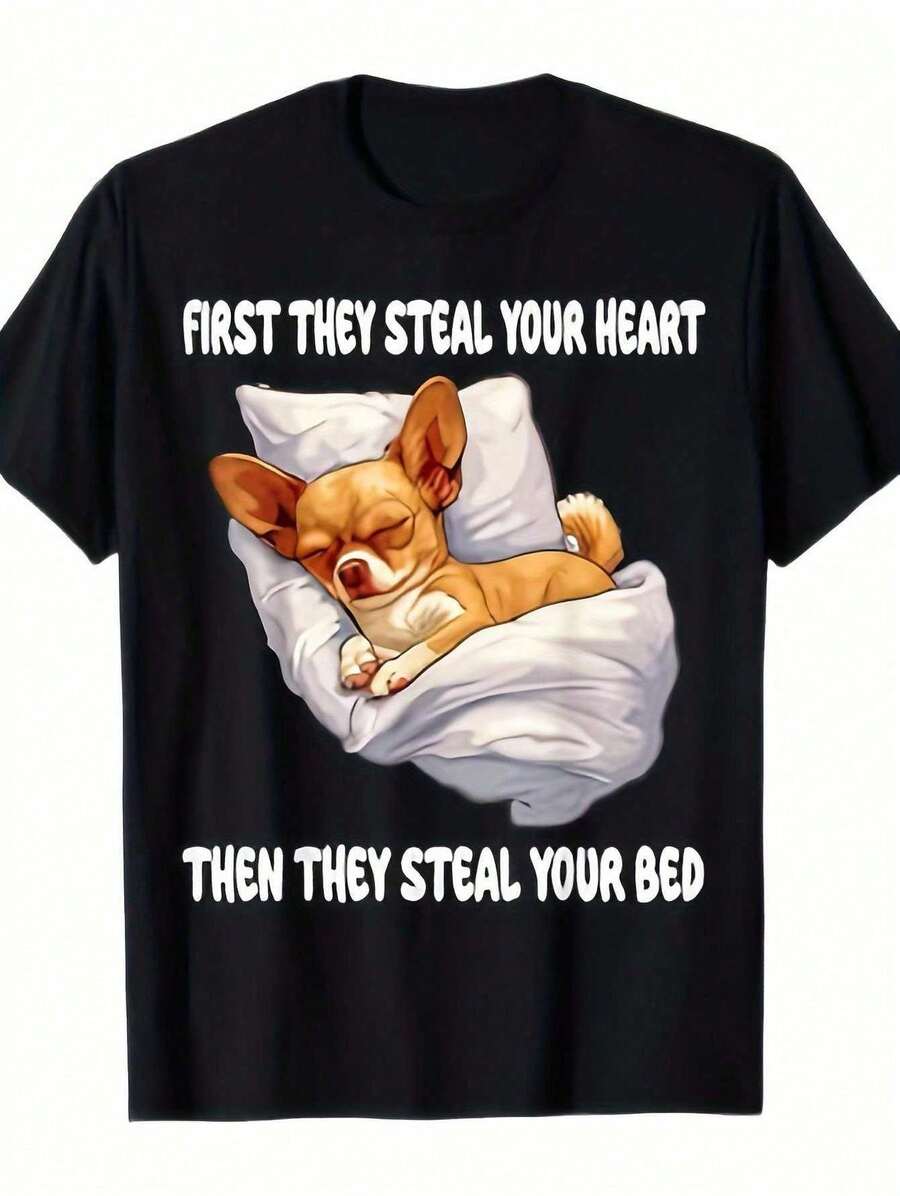 [Camiseta Divertida de Chihuahua] Camiseta Unisex con Gráfico Divertido de Chihuahua |   Camiseta Casual Negra de Manga Corta para Hombres y Mujeres, Comodidad para Todas las Temporadas, Lav - Blanco - Ver 1