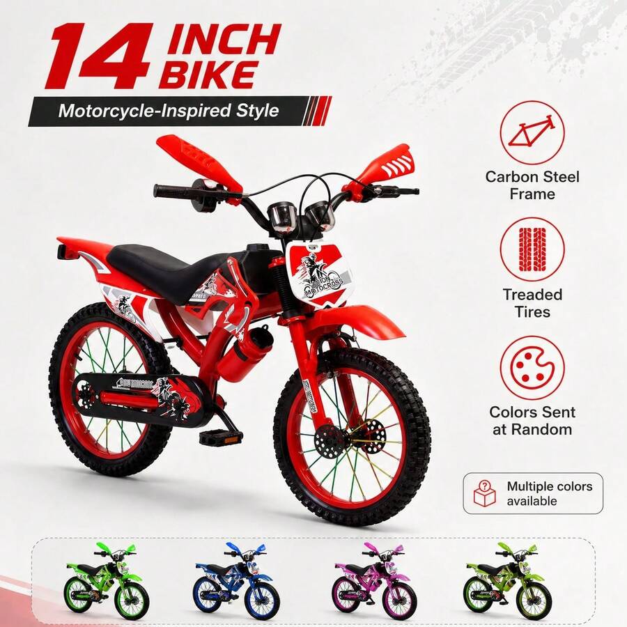 This 14-Inch Casual Bicycle Is Suitable For Various Light Travel Needs, Such As Daily Riding, Community Commuting, Park Leisure, Weekend Outings And Short-Distance Commuting Assistance. The Bike Body Design Is Simple And Attractive, Paired With Pedal Structure And Anti-Slip Tires, Meeting Daily Riding Needs. The Carbon Steel Frame Provides Good Support, And The Color Is Sent Randomly, - Multicolor - View 1