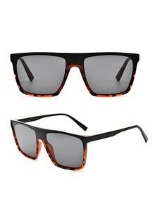 1 par de gafas deportivas cuadradas negras clásicas y versátiles para mujer, adecuadas para viajes, conducir, atuendos de vacaciones, playa, vacaciones, actividades al aire libre, looks de estilo callejero, días festivos, protección solar, senderismo - Negro - Ver 2