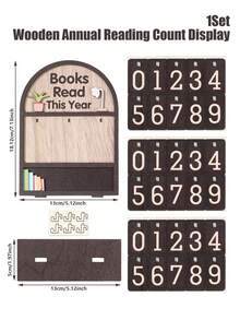 1set Wooden Reading Count Display Board,Replaceable Number Books Read Tracker Sign,Yearly Reading Goal Record Desktop Ornament,Library Tabletop Ornament,Home Decor,Babyshower Decor,Study Room Table Decor,Book Lovers Gifts,Party Supplies,Bookworm Gift - Brown - View 11