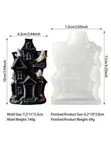 1 Peça Molde de Silicone Casa Assombrada de Halloween, Decoração Criativa de Halloween, Design Estilo Casa Assombrada - Adequado para Fundição de Resina, Decoração Divertida de Pássaro, Perfeito para Ocasiões Festivas e Decoração Doméstica, Feito de Material de Silicone Macio e Durável - mofo de casa assombrada - Visão 2