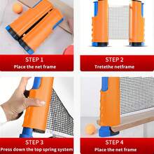 Portable Table Tennis Set With Retractable Net + 2 Rackets + 3 Ping Pong Balls + Drawstring Storage Bag, Suitable For Indoor And Outdoor Use - Multicolor - View 5