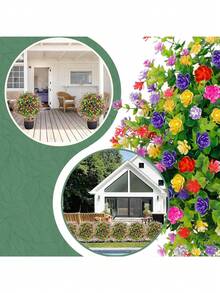1pc Artificial Plant, Suitable For Outdoor Decoration. Artificial Camellia, Suitable For Ground Planting, Greening, Artificial Trees And Landscape Decoration, Perfect For Porch, Home, Patio And Yard Decoration, Wedding And Home Decor. - Multicolor - View 2