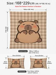 2/3pcs Bedding Set, Cute Capybara Pattern Duvet Cover Set, Soft & Breathable, Suitable For All Seasons, Christmas Decor & Gift, Available In Twin, Full, Queen, King Size, Simple Home Textile, Machine Washable, Autumn Decor, 1 Duvet Cover + 1/2 Pillow Sham (Filler Not Included) - Rust Brown - View 14