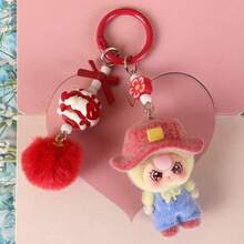Unisex Adult Keychain, Flocked, Solid Plastic, Fashionable Cute Cartoon (Accessory Pattern & Color Random) - Multicolor - View 3