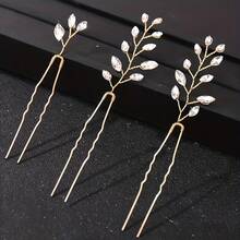 3pcs Elegant Plant-Inspired Iron Hair Pins Bridal Wedding Hair Accessories For All Seasons - Gold - View 7