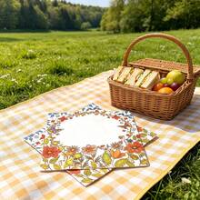 100/60/20 Pcs 13 * 13 Inch Vintage Wildflower Printed Disposable Napkins, Orange Red Style, Decorative Cocktail Napkins For Spring Parties, Birthdays, Weddings, Tea Parties, Bridal Parties, Brunch, And Holiday Table Decorations - View 8