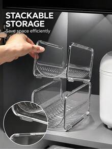 1pc PET Curling Iron Storage Rack, Stackable Hair Tool Organizer - Multicolor - View 4