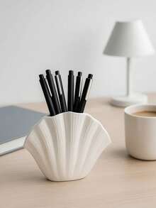 1pc Shell-Shaped Makeup Brush Holder, Suitable For Vanity Tabletop, Elegant Desktop Storage Box, Can Store Brushes, Lipsticks And Cosmetics, Fashionable Decorative Storage Solution, Suitable For Bathroom, Bedroom Vanity - Multicolor - View 6