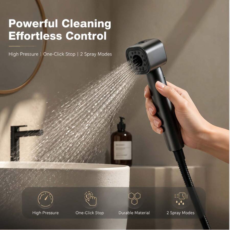 Handgehaltener Bidet-Sprüher für Toilette, 2-in-1 Badezimmer Waschbecken & Badewanne Sprühkopf, quadratischer Hochdruckreiniger für Haustierreinigung & Windelspülen - Handspritzpistole - Übersicht 1