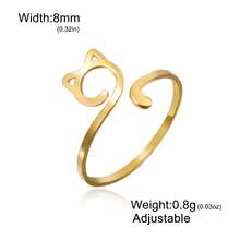 LIKGREAT 1pc Minimalist Cute Cat Ring, Adjustable Stainless Steel Animal Finger Ring For Women And Girls, Jewelry Gift - Simple Series - View 13