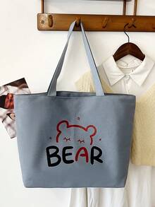 Bolso de lona estampado minimalista - Multicolor - Ver 5