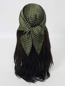 1pc 70cm Bandana French Vintage Faux Silk Solid Color Polka Dot Scarf Square Necktie - Multicolor - View 6