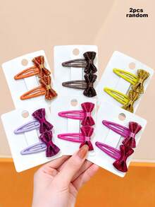 6/2pcs/Set Glitter Gold Powder Bow BB Hair Clips, Satin Bows Covered In Fine Glitter Gold Powder, Colorful Water Drop BB Clips, High Color Saturation, Vibrant And Brightening - Suitable For Women And Girls, Whether Fresh Outfits Or Mature Looks, You Can Find The Perfect Match, Random Colors,Hair Slide - Multicolor - View 13