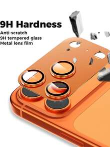 Juego de 2 piezas de película protectora de lente de cámara de vidrio templado transparente y naranja, alta definición, resistente a arañazos, resistente a golpes, con revestimiento oleofóbico y tacto suave, cobertura completa de pantalla y lente, compatible con iPhone 18 Pro Max/18 Pro/18/17 Pro/17 Pro Max, accesorios premium para teléfono - transparente - Ver 3