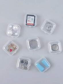 1pc Mini Plastic Storage Box Earring Necklace Jewelry Organizer Pill Box With Individual Compartments , Packing Cube - Clear - View 1