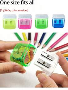 1/2/4pcs Multi-Color Transparent Dual-Hole Pencil Sharpener, Industrial-Grade Mechanical Pencil Sharpener With Shavings Collector Box For Standing Storage, Student DIY Stationery Tool, Suitable For Office / Home / School Hand Drawing / Gardening Drawing, Practical Small Gift For Dad - Multiple Styles - View 7
